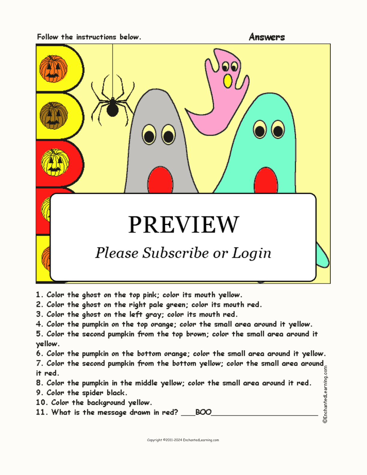 Ghastly Ghosts: Follow the Instructions interactive worksheet page 2
