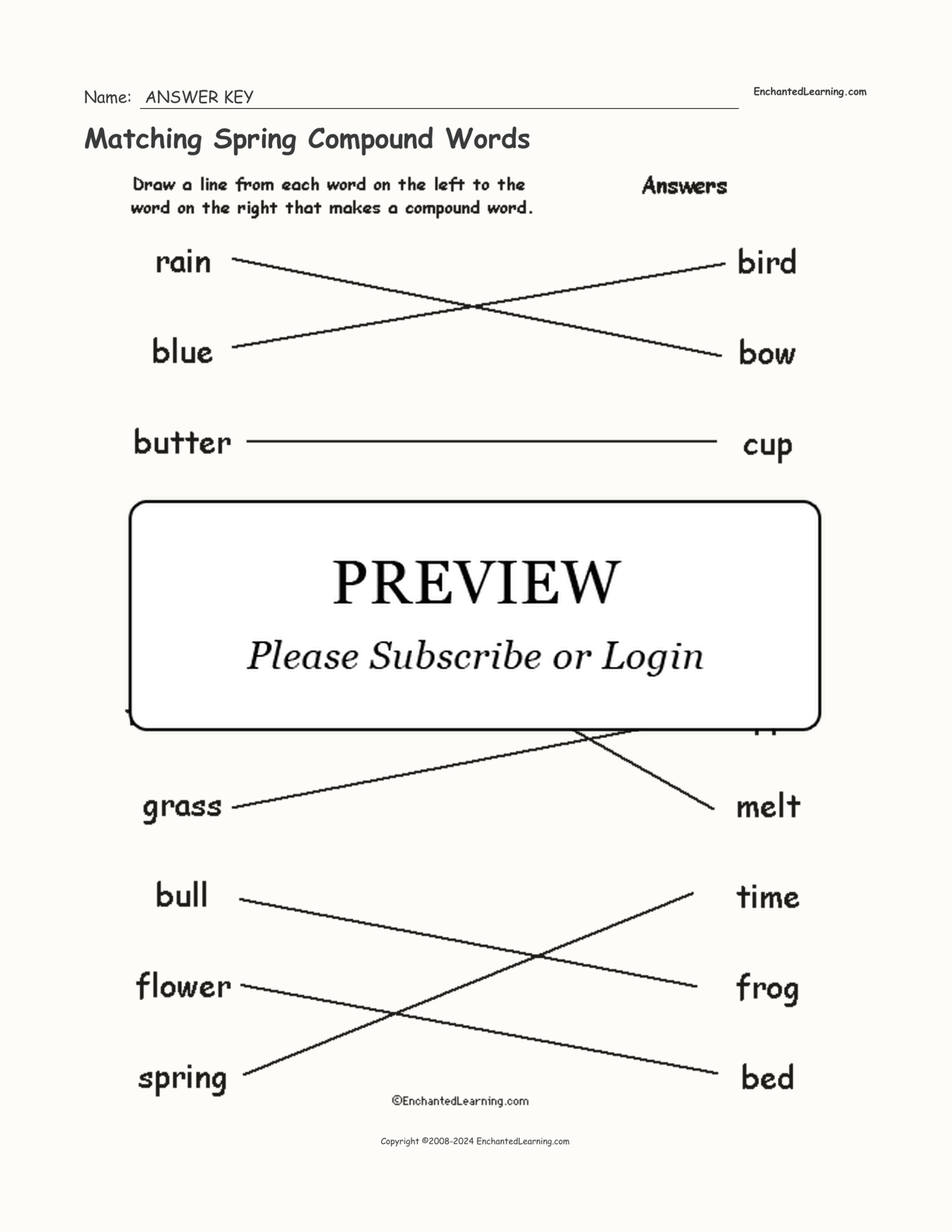 Matching Spring Compound Words interactive worksheet page 2